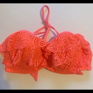 Aerie coral crochet bikini top! NWT!!